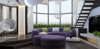 Интерьер гостиной с искусственным газоном  смотреть на Basicdecor