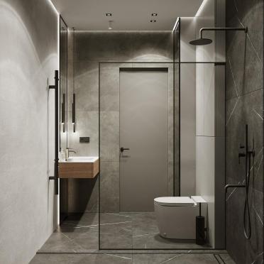 Интерьер ванной с душевой из плитки  смотреть на Basicdecor