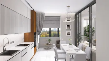 Интерьер кухни с жалюзи  смотреть на Basicdecor