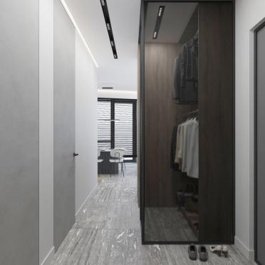 Интерьер с проходной и зеркалом на двери в современном стиле смотреть на Basicdecor