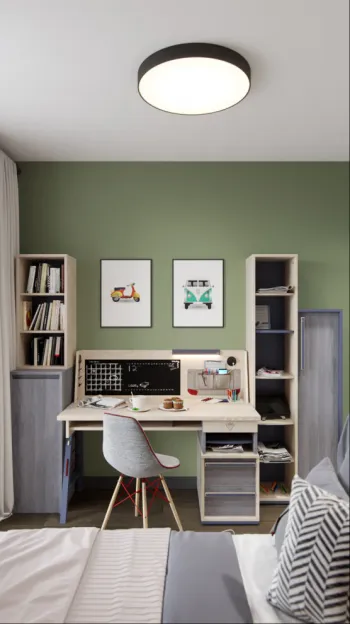 Интерьер детской c рабочим местом в современном стиле смотреть на Basicdecor