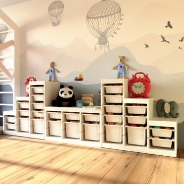 Интерьер с хранением игрушек в современном стиле смотреть на Basicdecor