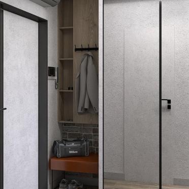 Интерьер прихожей с проходной и зеркалом на двери  смотреть на Basicdecor