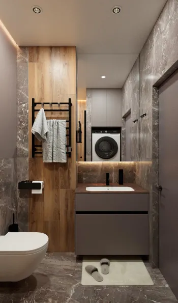 Интерьер ванной с постирочной  смотреть на Basicdecor