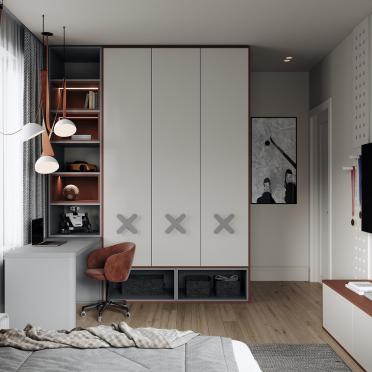 Интерьер детской с шкафом у кровати  смотреть на Basicdecor