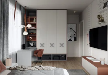 Интерьер детской с шкафом у кровати  смотреть на Basicdecor