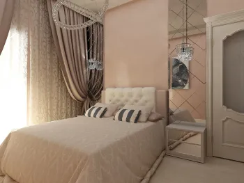 Интерьер спальни cветильниками над кроватью в неоклассике смотреть на Basicdecor