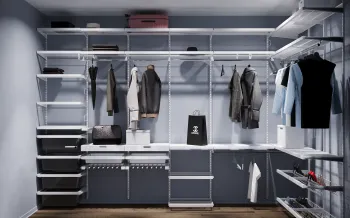 Интерьер гардеробной с гардеробной и кладовкой  смотреть на Basicdecor
