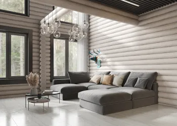 Интерьер гостиной с в деревянном доме в стиле кантри смотреть на Basicdecor