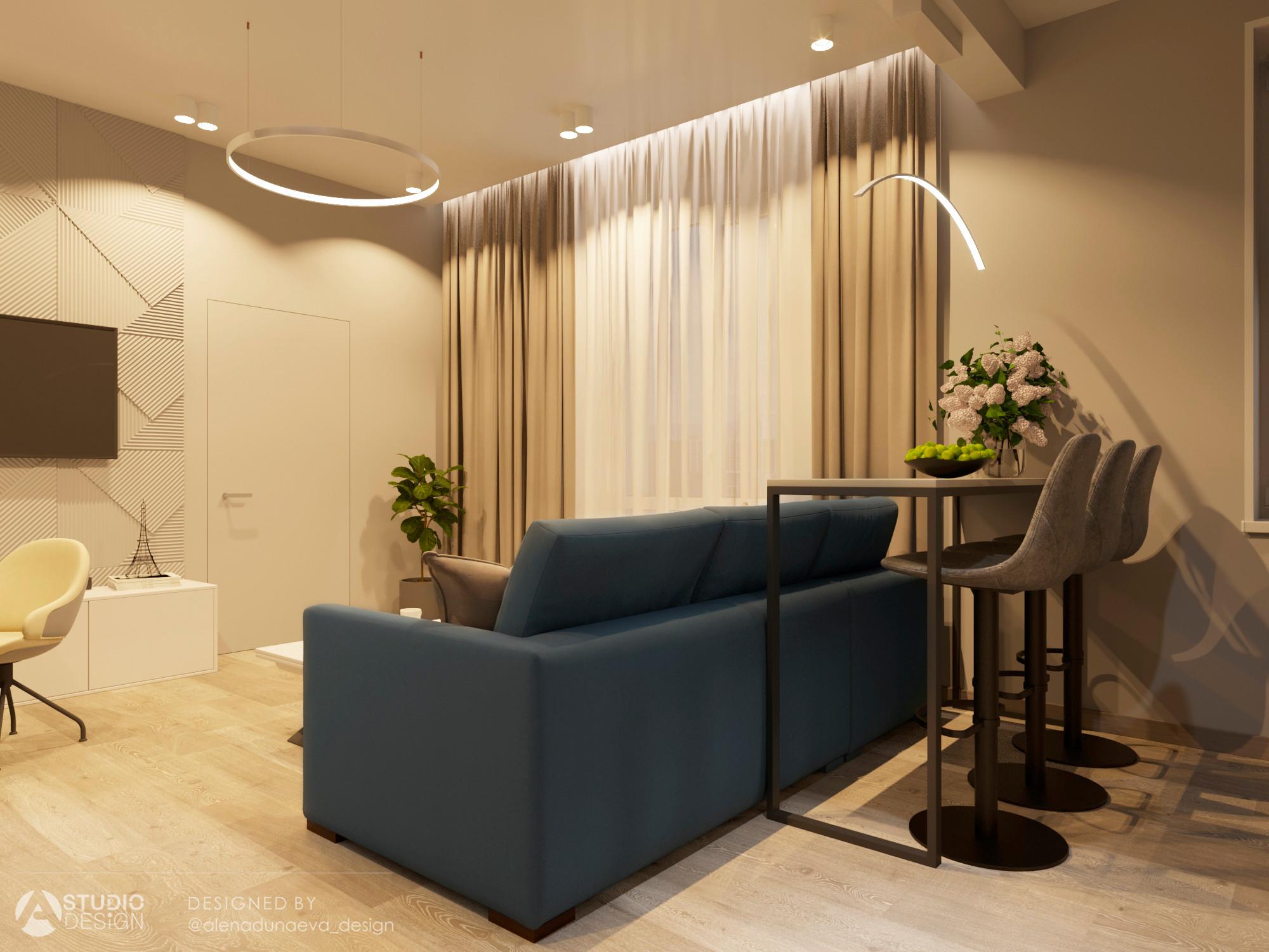 Интерьер гостиной с нишей с подсветкой, проходной, световыми линиями, рейками с подсветкой, подсветкой настенной, подсветкой светодиодной и с подсветкой в современном стиле