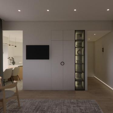 Интерьер гостиной с нишей с подсветкой, проходной и с подсветкой  смотреть на Basicdecor