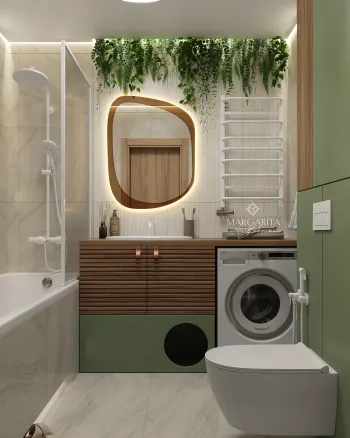 Интерьер ванной cовмещенным санузлом в бионике смотреть на Basicdecor