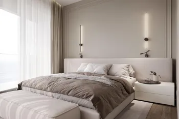 Интерьер спальни cветильниками над кроватью  смотреть на Basicdecor