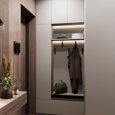 Интерьер прихожей с проходной и с подсветкой  смотреть на Basicdecor