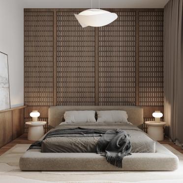 Интерьер спальни cветильниками над кроватью  смотреть на Basicdecor