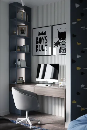 Интерьер с для мальчика и рабочим столом у окна  смотреть на Basicdecor
