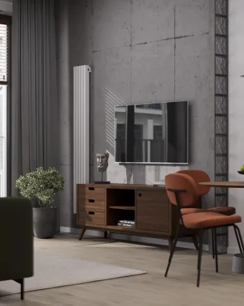 Интерьер кухни с телевизором на рейках  смотреть на Basicdecor