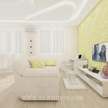 Интерьер гостиной c рабочим местом в современном стиле смотреть на Basicdecor