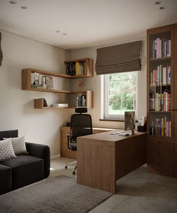 Интерьер кабинета с библиотекой  смотреть на Basicdecor