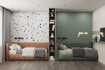 Интерьер детской с две кровати  смотреть на Basicdecor