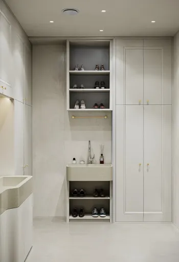 Интерьер ванной с хранением обуви  смотреть на Basicdecor
