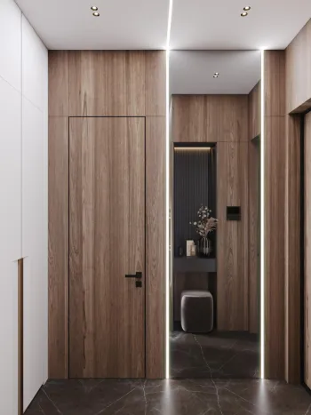 Интерьер прихожей cветовыми линиями и с подсветкой  смотреть на Basicdecor
