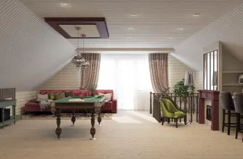 Интерьер с на мансарде и в деревянном доме  смотреть на Basicdecor