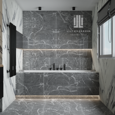 Интерьер ванной с душевой из плитки  смотреть на Basicdecor