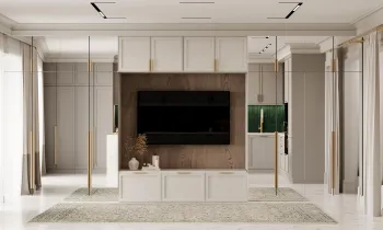 Интерьер гостиной с телевизором на стене  смотреть на Basicdecor