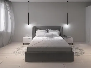 Интерьер спальни cветильниками над кроватью  смотреть на Basicdecor