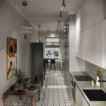 Интерьер кухни с проходной в современном стиле смотреть на Basicdecor