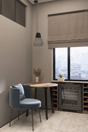 Интерьер кухни с жалюзи и дверными жалюзи  смотреть на Basicdecor