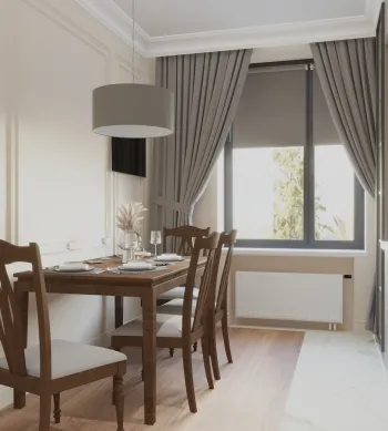 Интерьер кухни с жалюзи и дверными жалюзи  смотреть на Basicdecor
