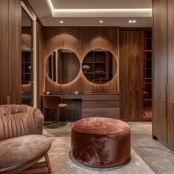 Интерьер гардеробной с каретной стяжкой  смотреть на Basicdecor