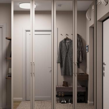 Интерьер коридора с зеркалом на двери  смотреть на Basicdecor