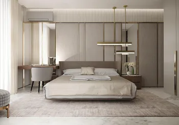 Интерьер спальни cветильниками над кроватью  смотреть на Basicdecor