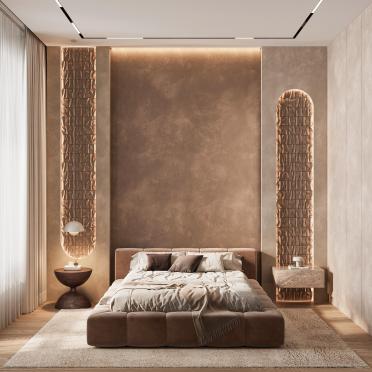 Интерьер спальни cветильниками над кроватью  смотреть на Basicdecor