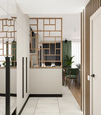 Интерьер прихожей с перегородкой раздвижной  смотреть на Basicdecor