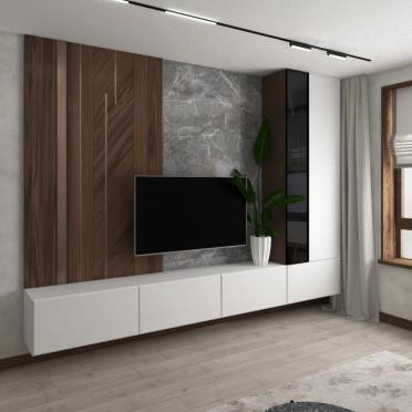Интерьер гостиной с телевизором на стене в стиле лофт смотреть на Basicdecor