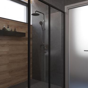 Интерьер ванной с душевой из плитки  смотреть на Basicdecor