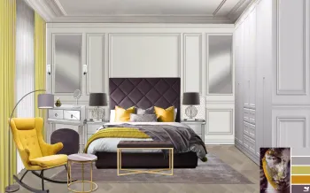 Интерьер спальни с каретной стяжкой  смотреть на Basicdecor