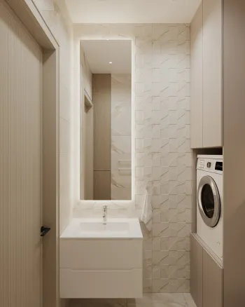 Интерьер ванной cовмещенным санузлом  смотреть на Basicdecor