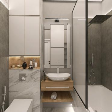 Интерьер ванной cовмещенным санузлом  смотреть на Basicdecor