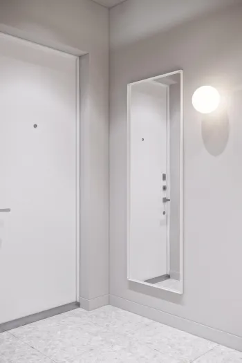 Интерьер с зеркалом на двери  смотреть на Basicdecor