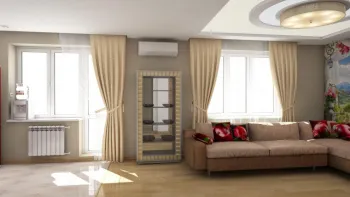 Интерьер гостиной с двой окна  смотреть на Basicdecor