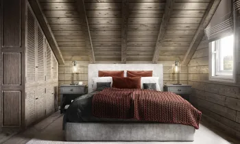 Интерьер спальни с в деревянном доме  смотреть на Basicdecor
