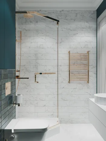 Интерьер ванной с душевой из плитки  смотреть на Basicdecor