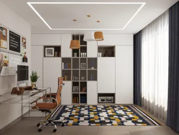 Интерьер детской c рабочим местом в современном стиле смотреть на Basicdecor