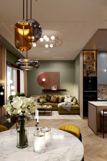 Интерьер гостиной c подсветкой  смотреть на Basicdecor