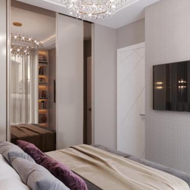 Интерьер спальни cветильниками над кроватью и с подсветкой  смотреть на Basicdecor